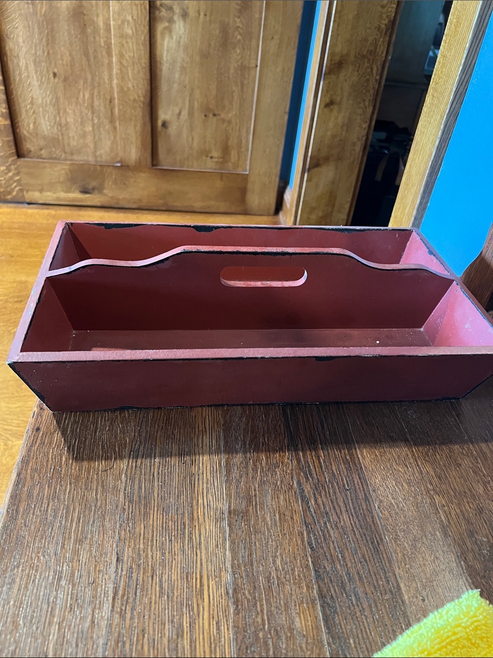 Red Wooden Caddy Organizer